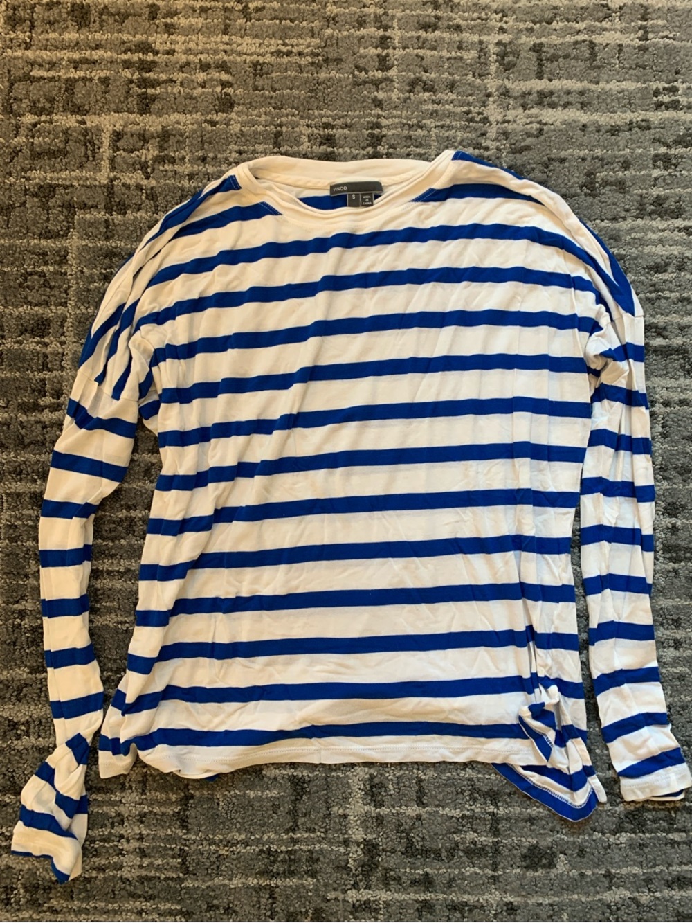 Vince Blue and White Striped Long-Sleeve Tee
